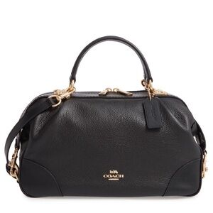 Coach Lane Polished Pebble Leather Satchel - Black